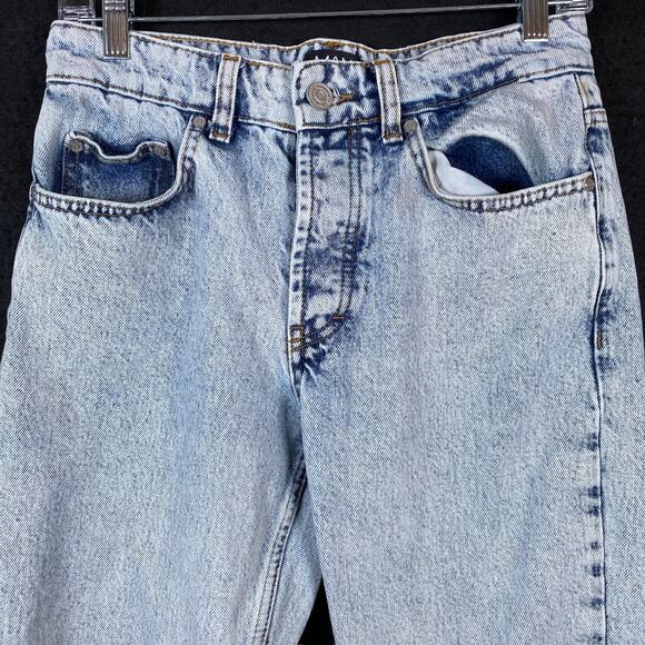 Boohoo Man Mens Jeans Blue Denim Slim Straight Raw Hems Distress 100% Cotton 28R - Picture 2 of 16